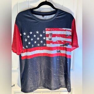 Men’s Small American Flag Printed Tee with Faux Distressing NWOT